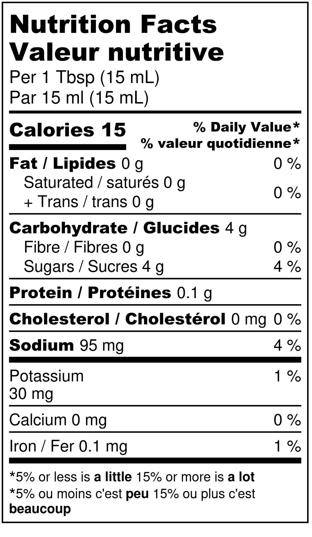 275ml Bold & Smokey BBQ Sauce - Nutrition Facts - Maritime Madness