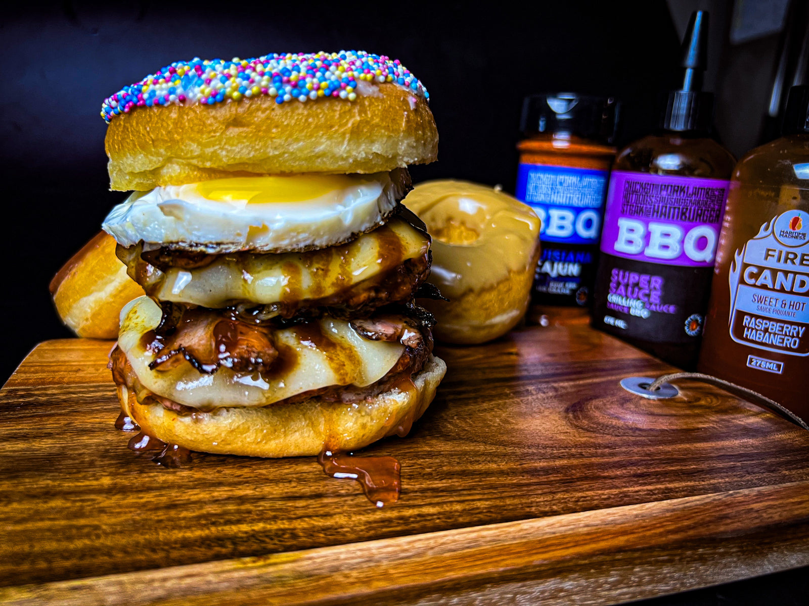 Vanilla dip donut double cheeseburger