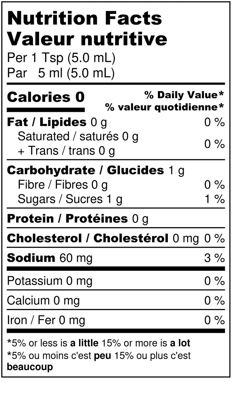 275mL East Coast Wing Hot Sauce - Nutrition Facts  - Maritime Madness