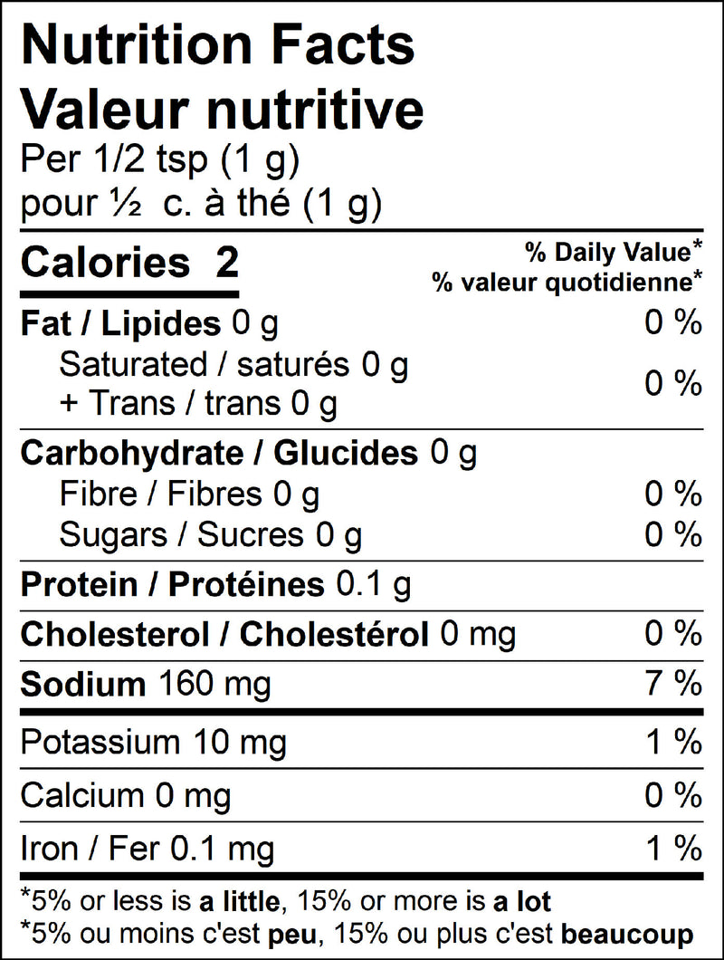 Mighty Mesquite Rub - Nutrition Facts - Maritime Madness